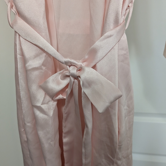 Christian Dior Vintage Luxury Classic Flowy Satin Lace Elegant Pink Women's Robe - Picture 2 of 7